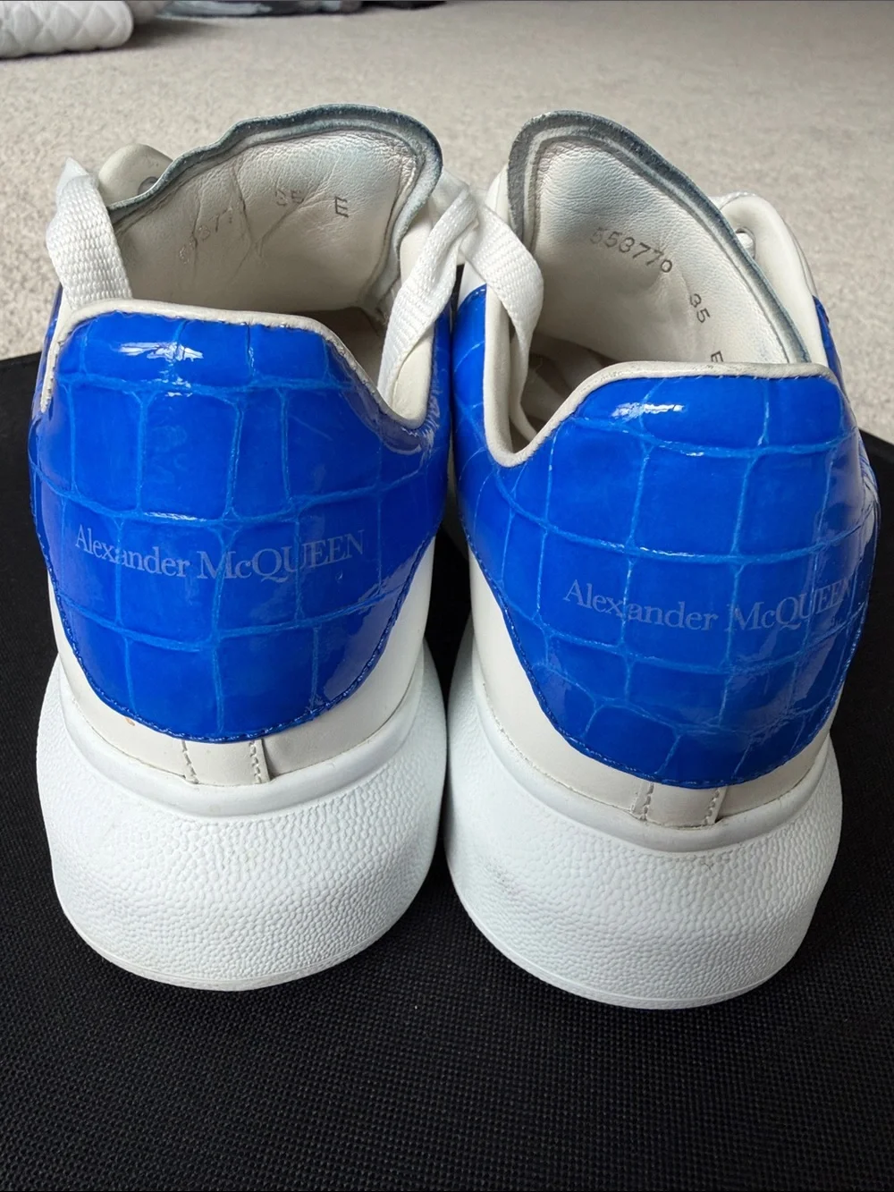 Alexander McQueen Women’s size 35 White & Blue Leather Oversized-sole Sneakers